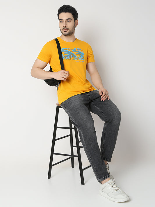 Underjeans By Spykar Men Chrome Yellow T-Shirt
