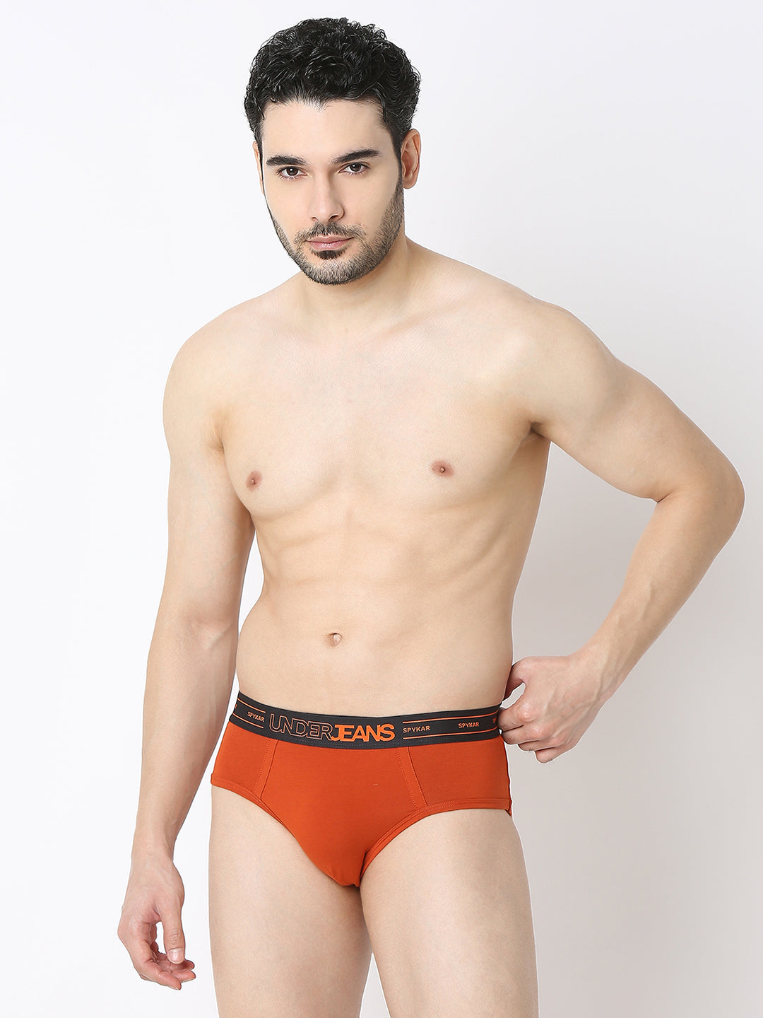 Underjeans By Spykar Men Brunt Orange Brief