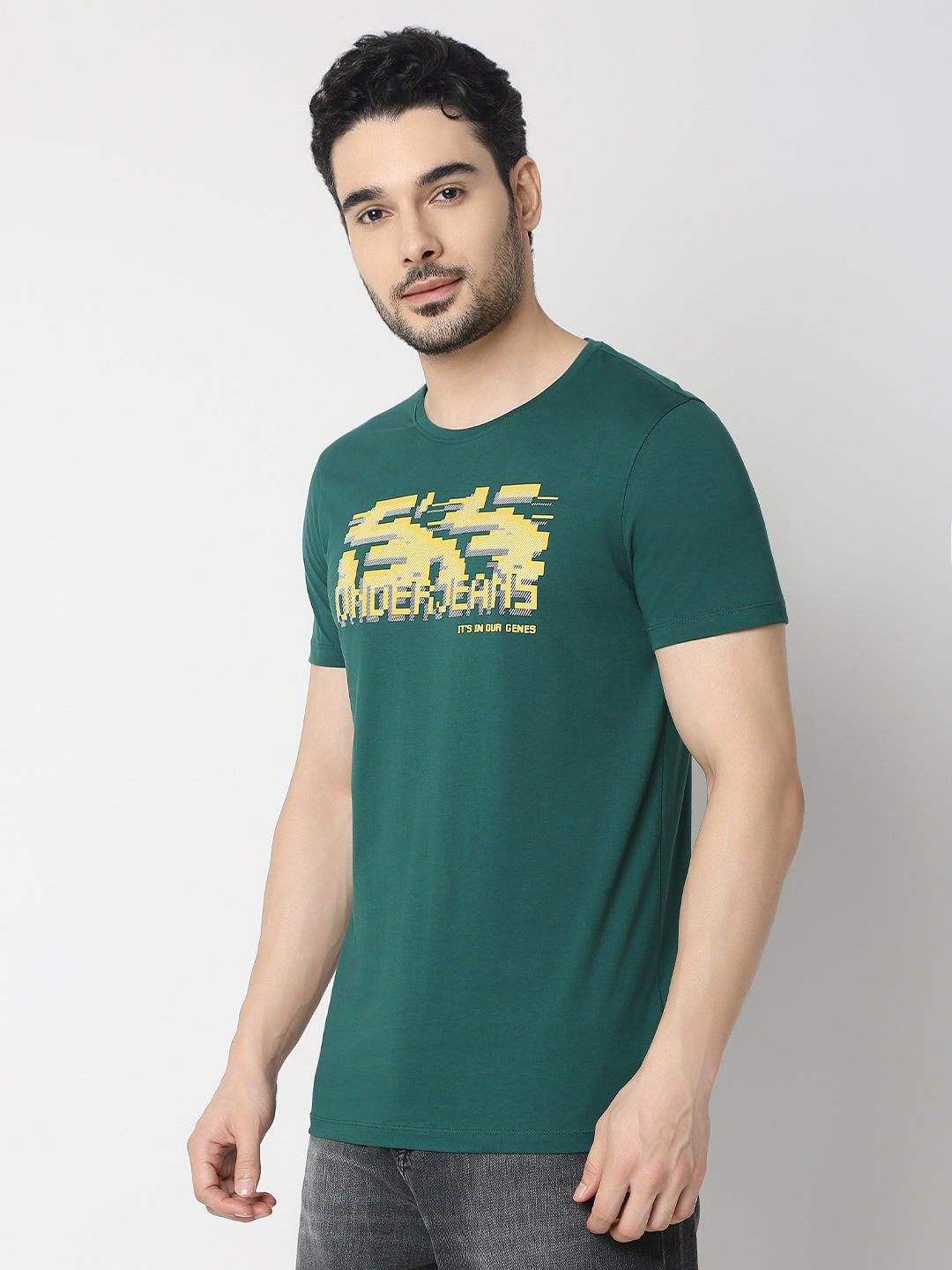 Underjeans By Spykar Men Bottle Green T-Shirt