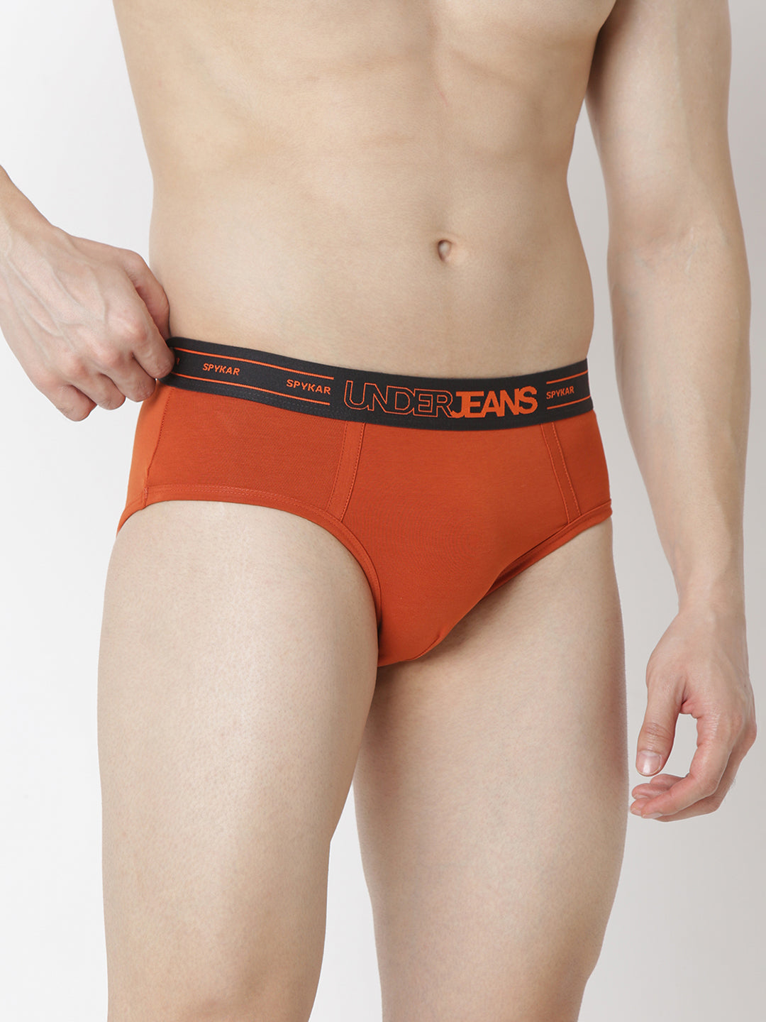 Underjeans By Spykar Men Brunt Orange Brief