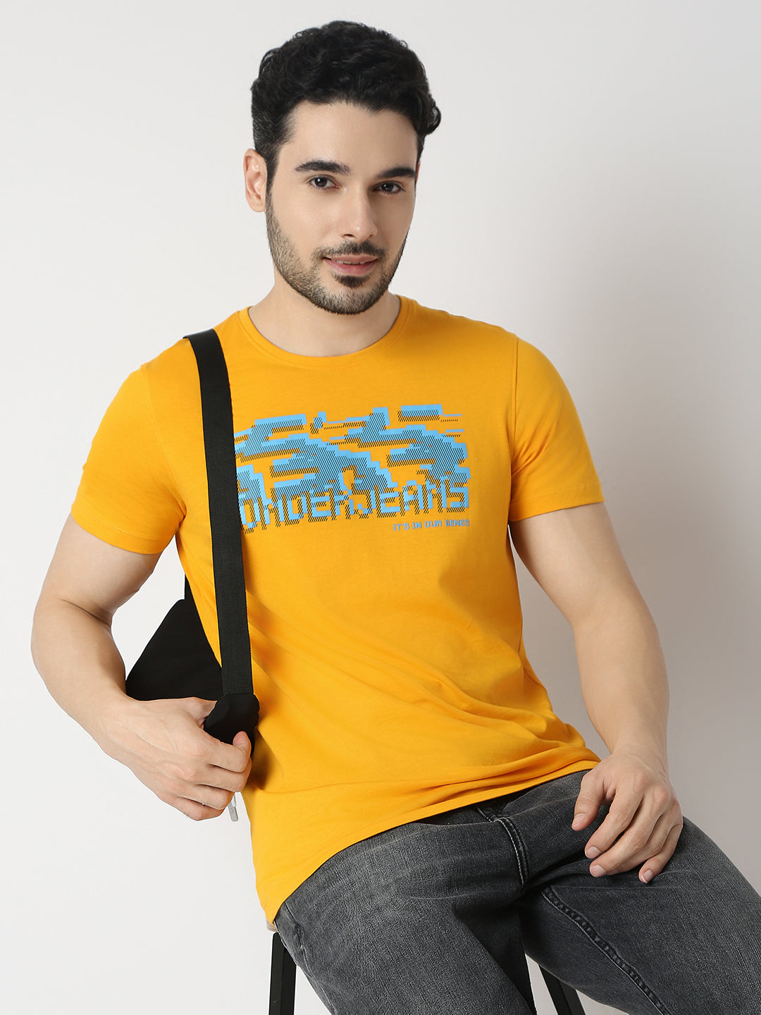 Underjeans By Spykar Men Chrome Yellow T-Shirt