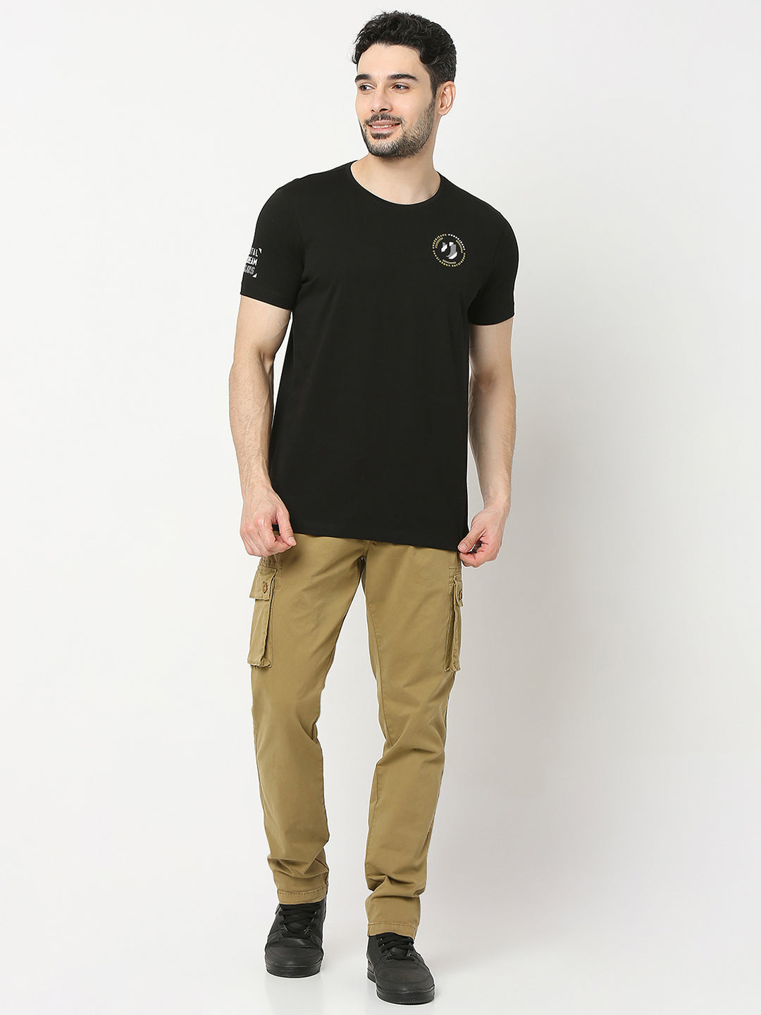 Underjeans by Spykar Men Black T-shirt