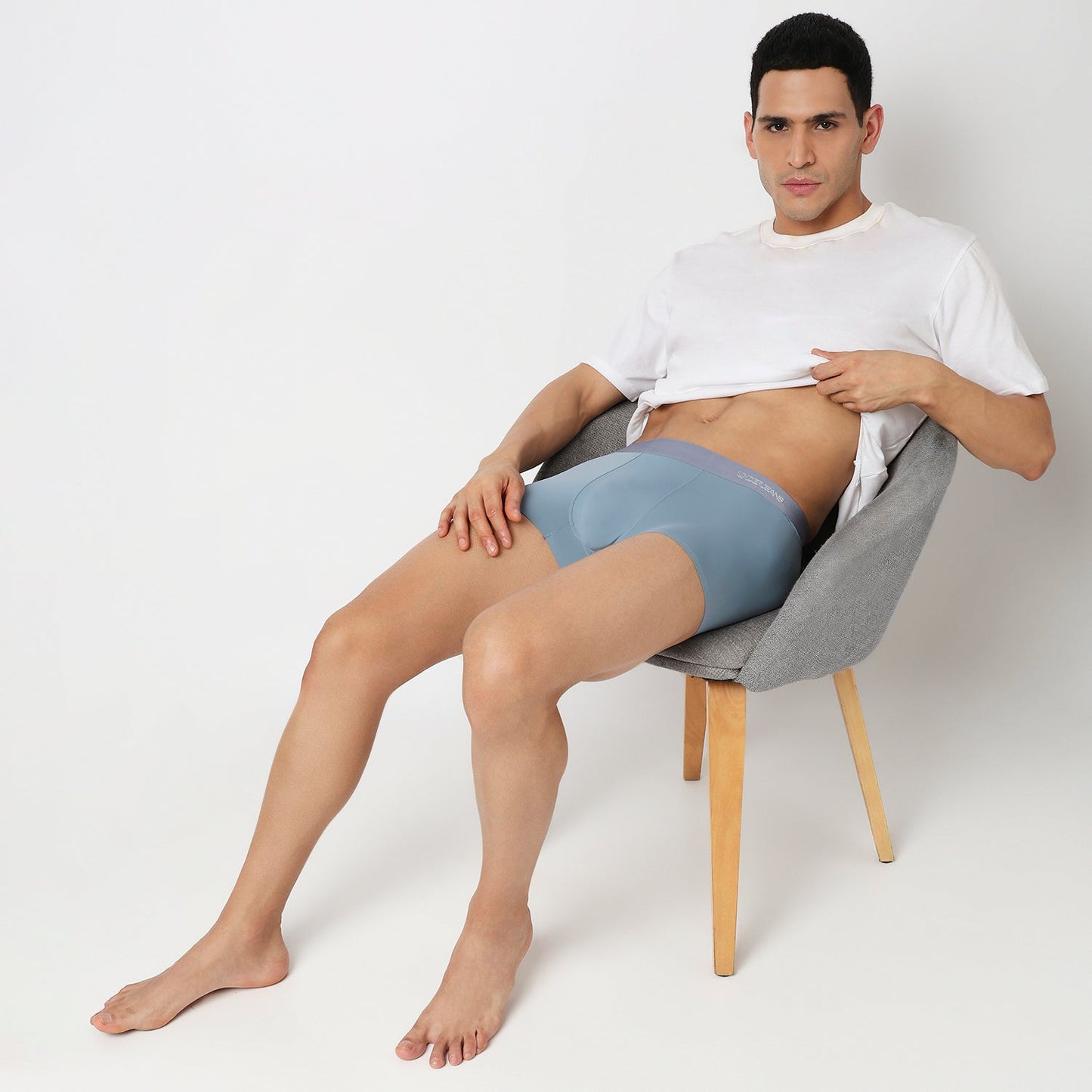 Underjeans Dusty Blue Nylon Blend Trunks