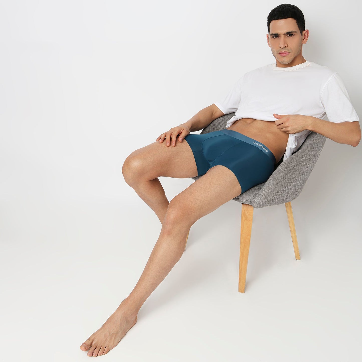 Underjeans Teal Blue Nylon Blend Trunks