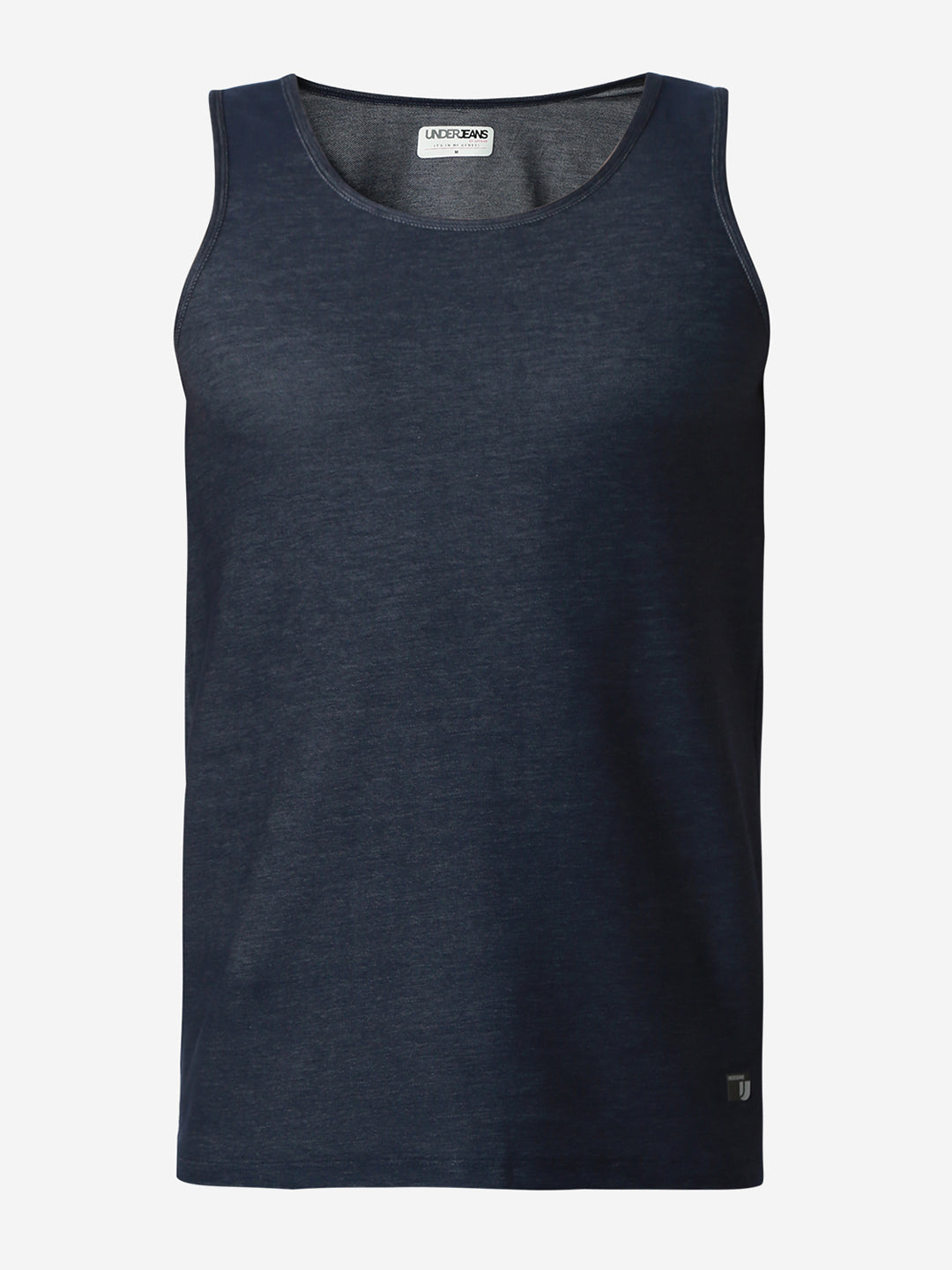 UnderJeans by Spykar Men Dark Denim Blue Round Neck Solid Innerwear Vests