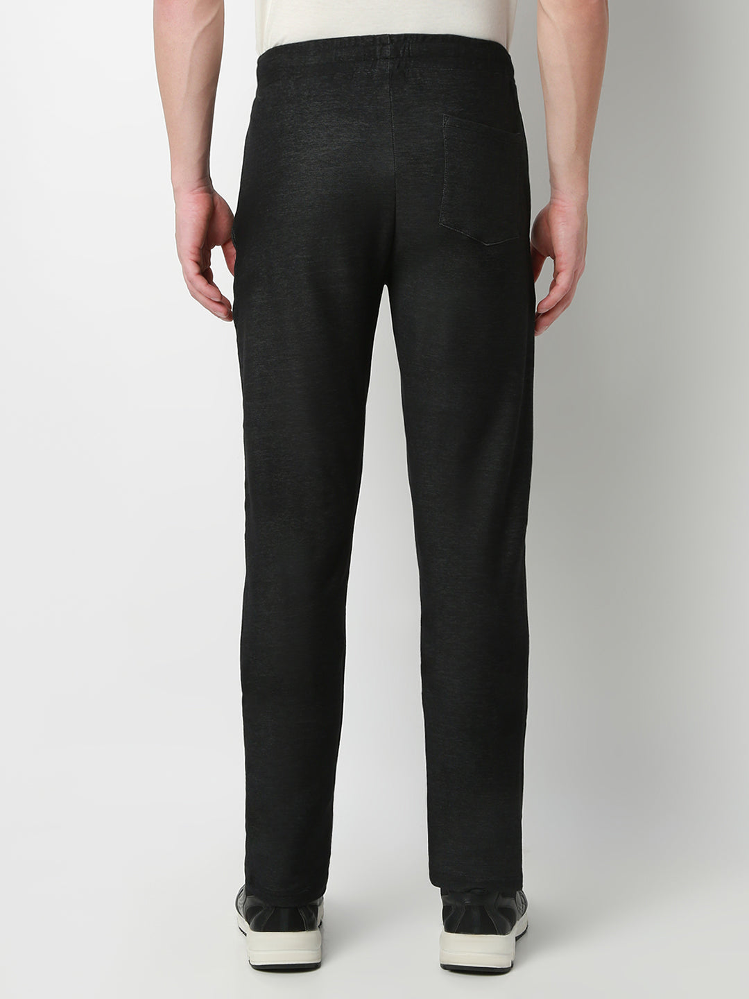 UnderJeans by Spykar Men Mid-Rise Solid Black Slim Fit Lounge Pants