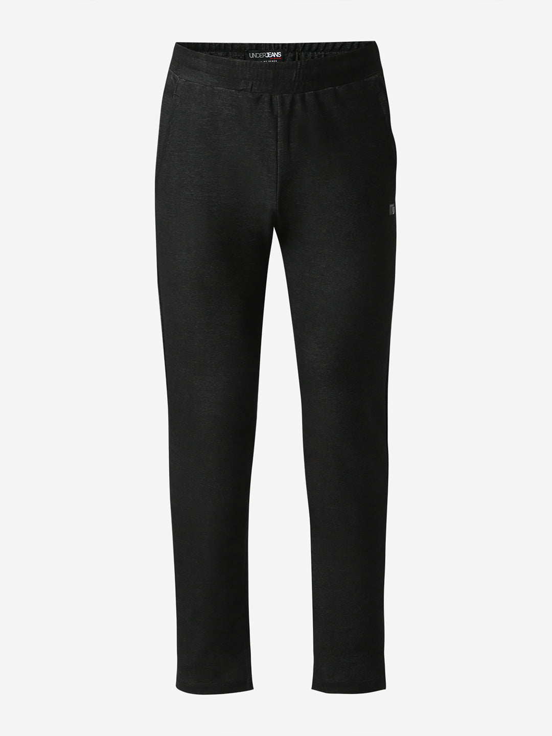 UnderJeans by Spykar Men Mid-Rise Solid Black Slim Fit Lounge Pants