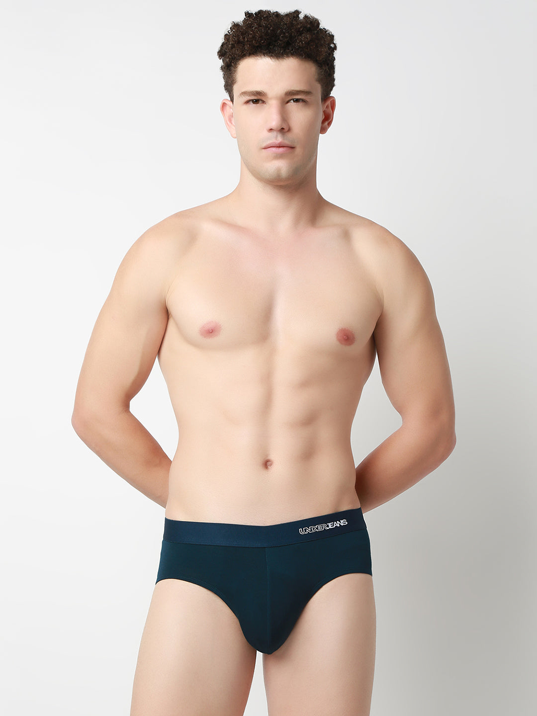 UnderJeans by Spykar Men Basic Teal Green Mid-Rise Solid Ultrasoft Briefs