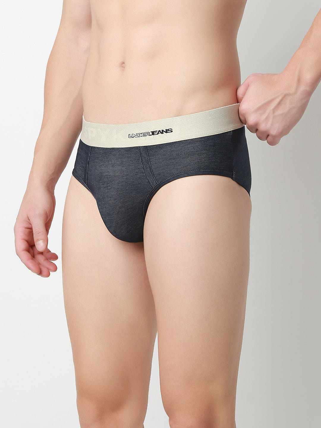 UnderJeans by Spykar Men Basic Dark Denim Blue Mid-Rise Solid Ultrasoft Briefs