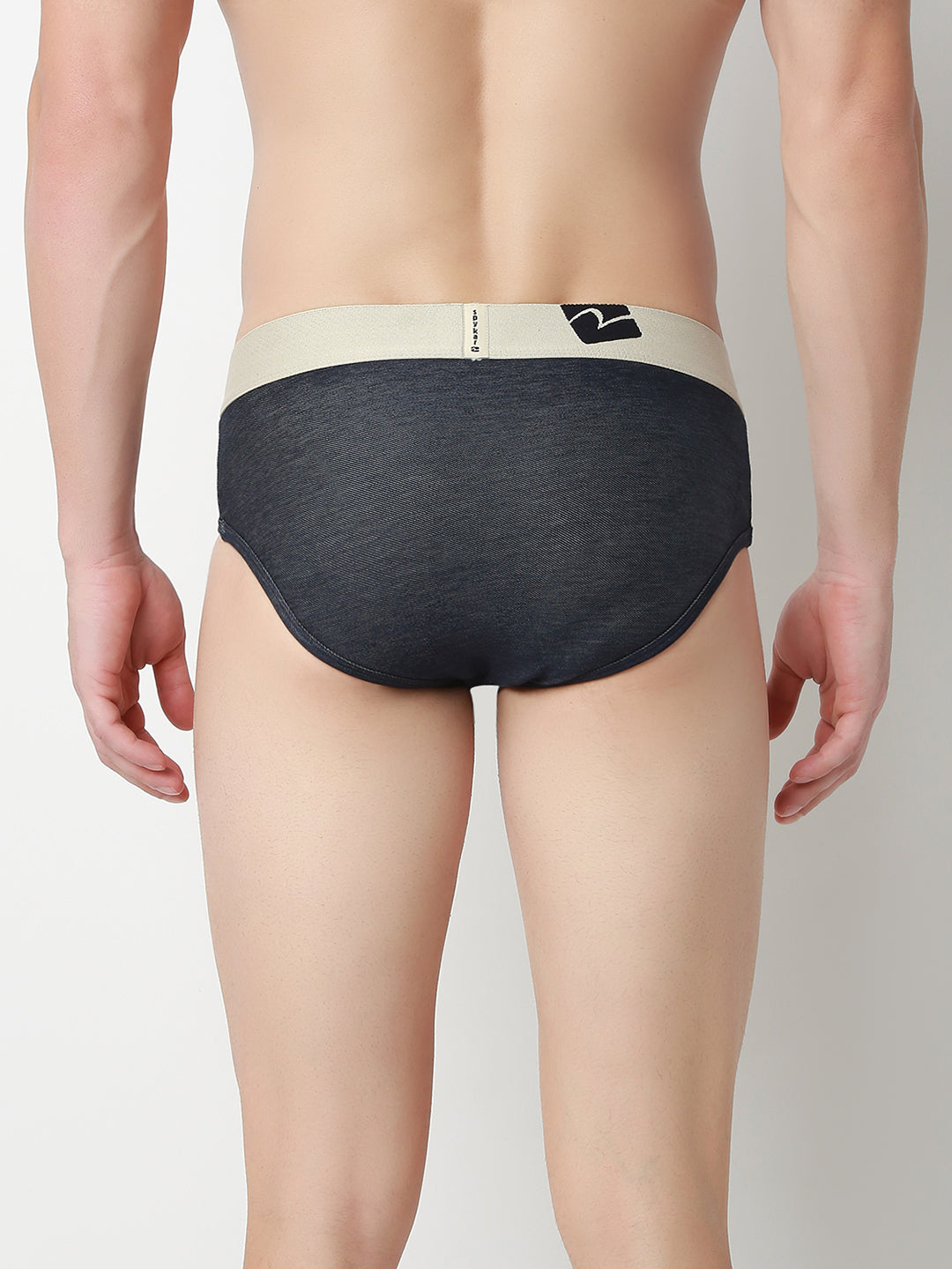 UnderJeans by Spykar Men Basic Dark Denim Blue Mid-Rise Solid Ultrasoft Briefs