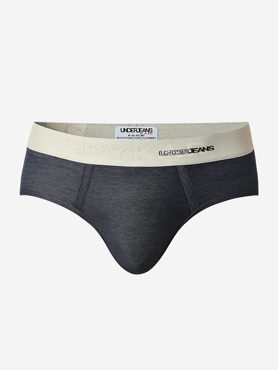 UnderJeans by Spykar Men Basic Dark Denim Blue Mid-Rise Solid Ultrasoft Briefs