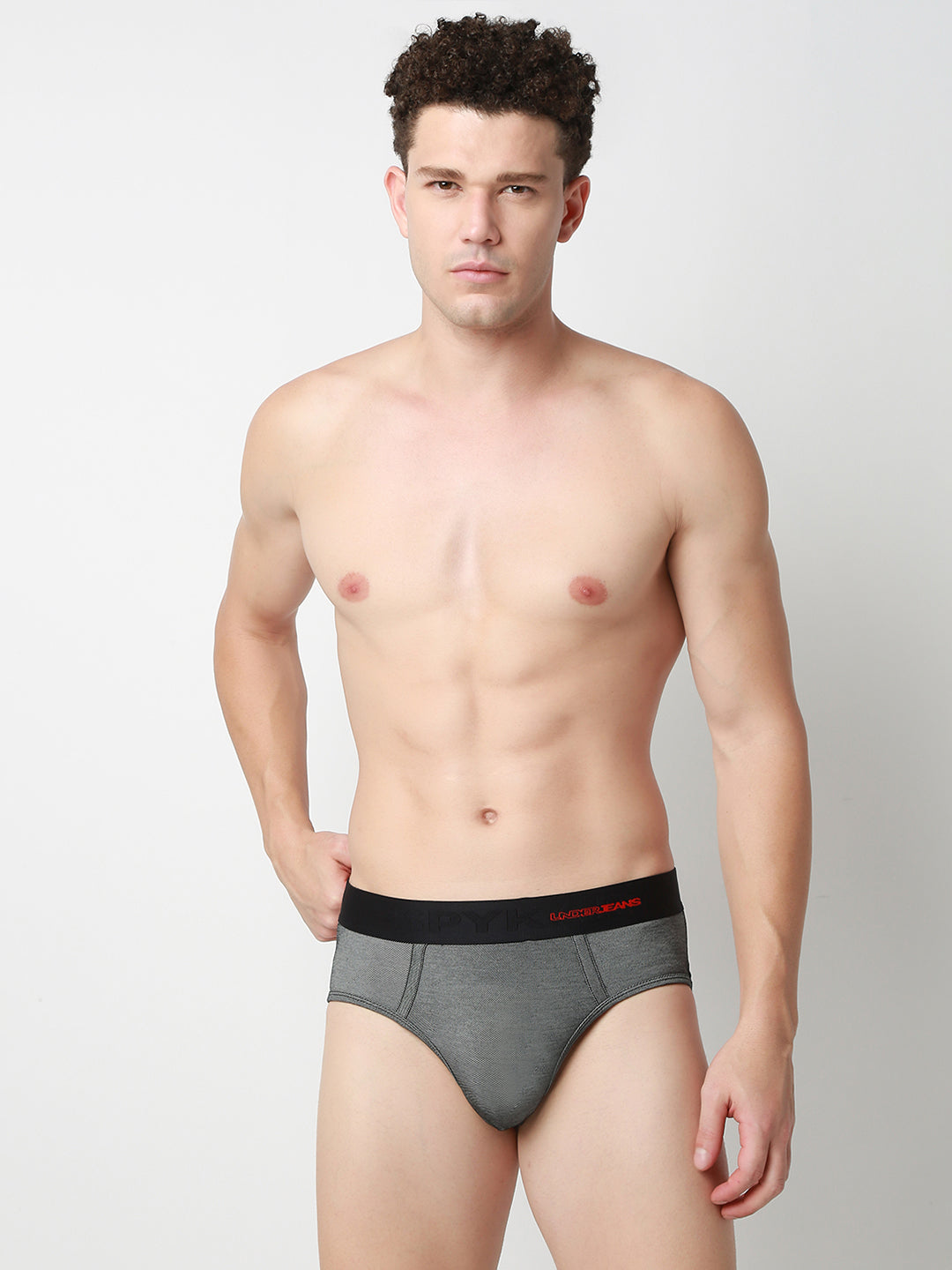 UnderJeans by Spykar Men Basic Dark Denim Black Mid-Rise Solid Ultrasoft Briefs