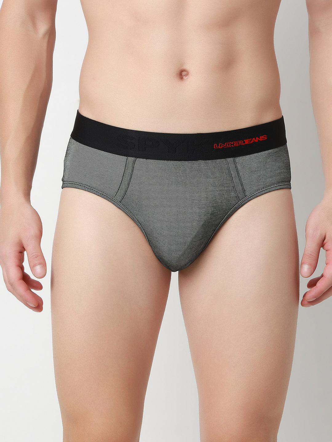 UnderJeans by Spykar Men Basic Dark Denim Black Mid-Rise Solid Ultrasoft Briefs