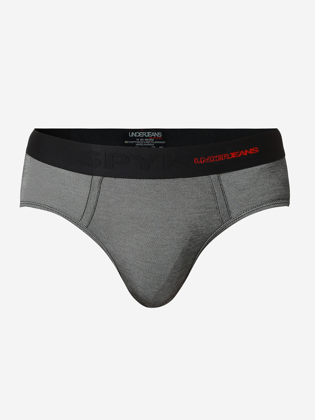 UnderJeans by Spykar Men Basic Dark Denim Black Mid-Rise Solid Ultrasoft Briefs