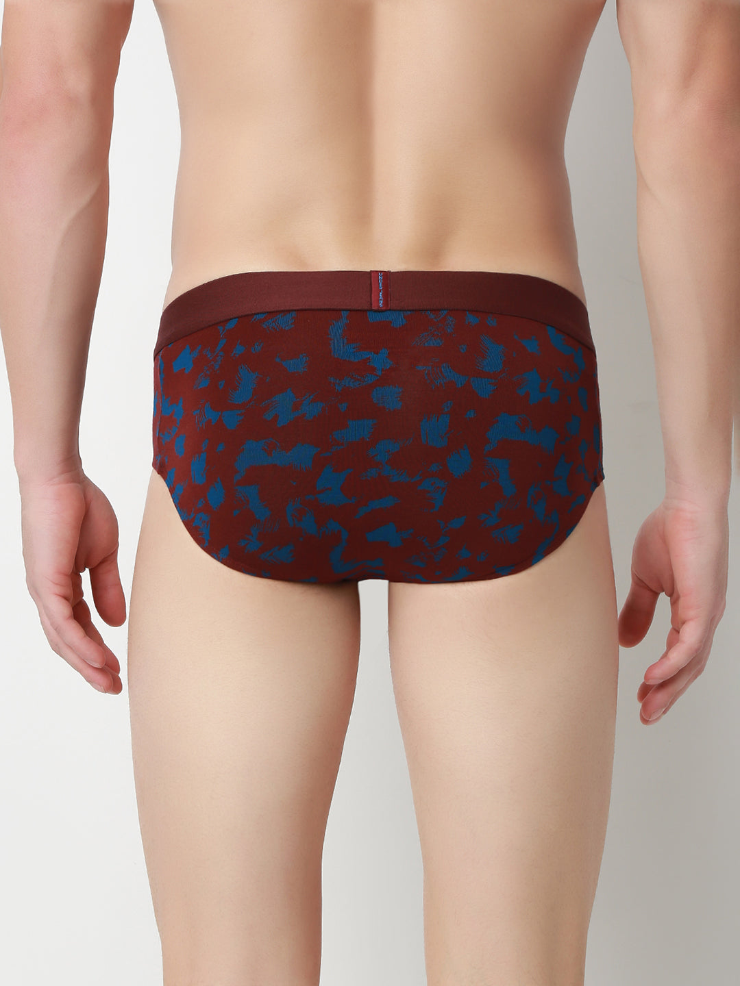 UnderJeans by Spykar Men Basic Wine Dark Blue Mid-Rise Printed Ultrasoft Briefs