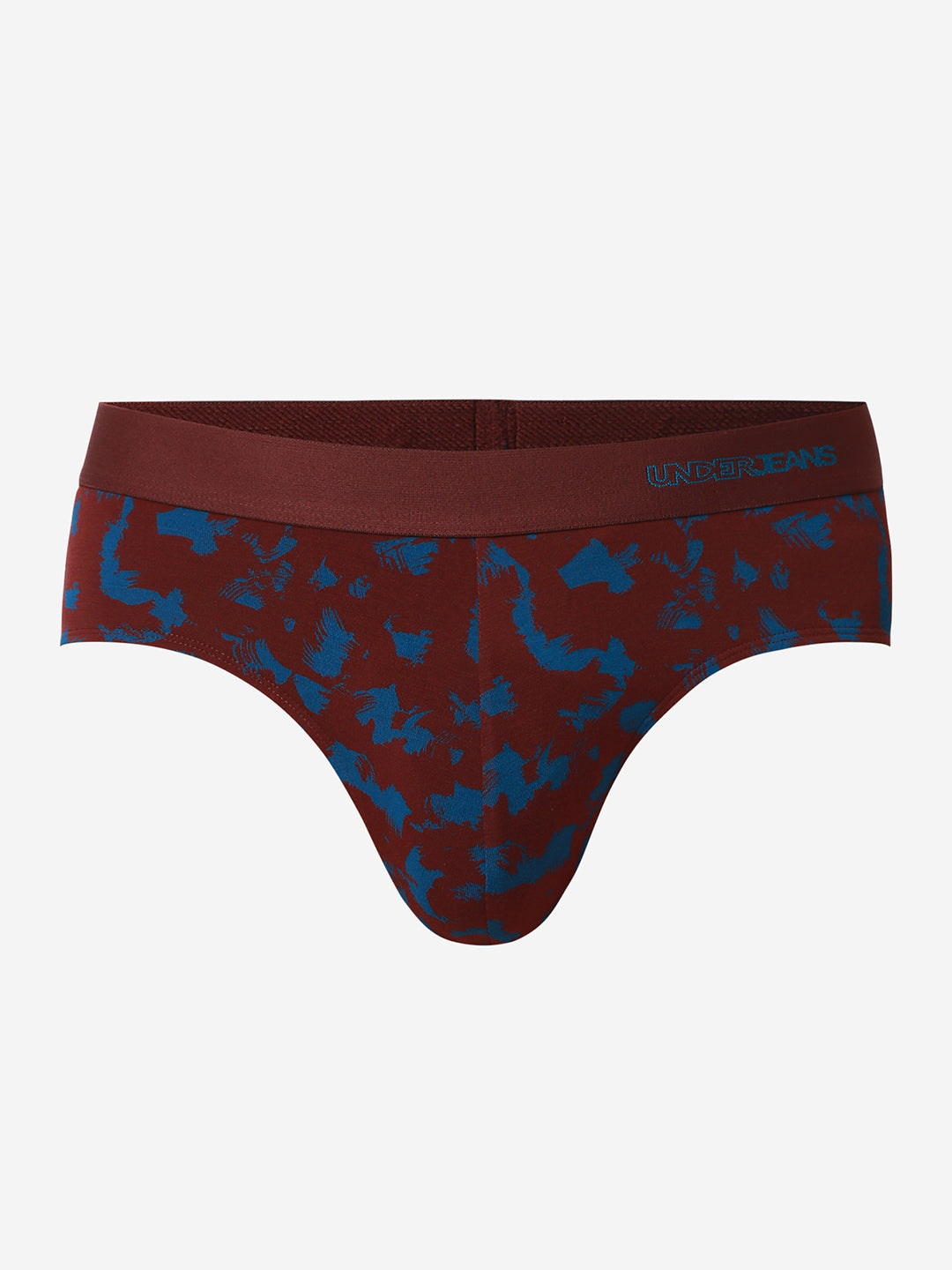 UnderJeans by Spykar Men Basic Wine Dark Blue Mid-Rise Printed Ultrasoft Briefs