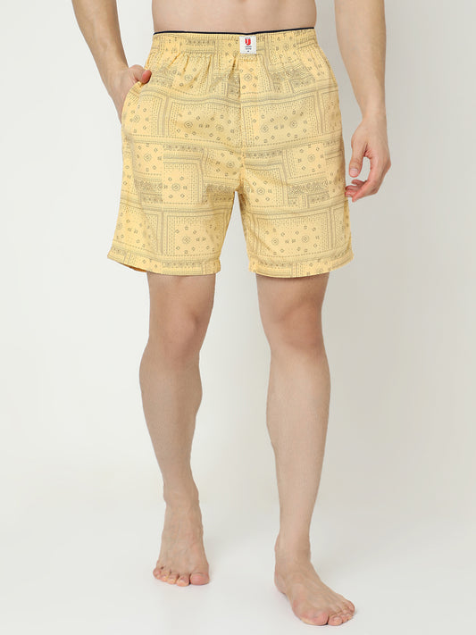 Underjeans by Spykar Men Premium Cotton Yellow Brown Boxers
