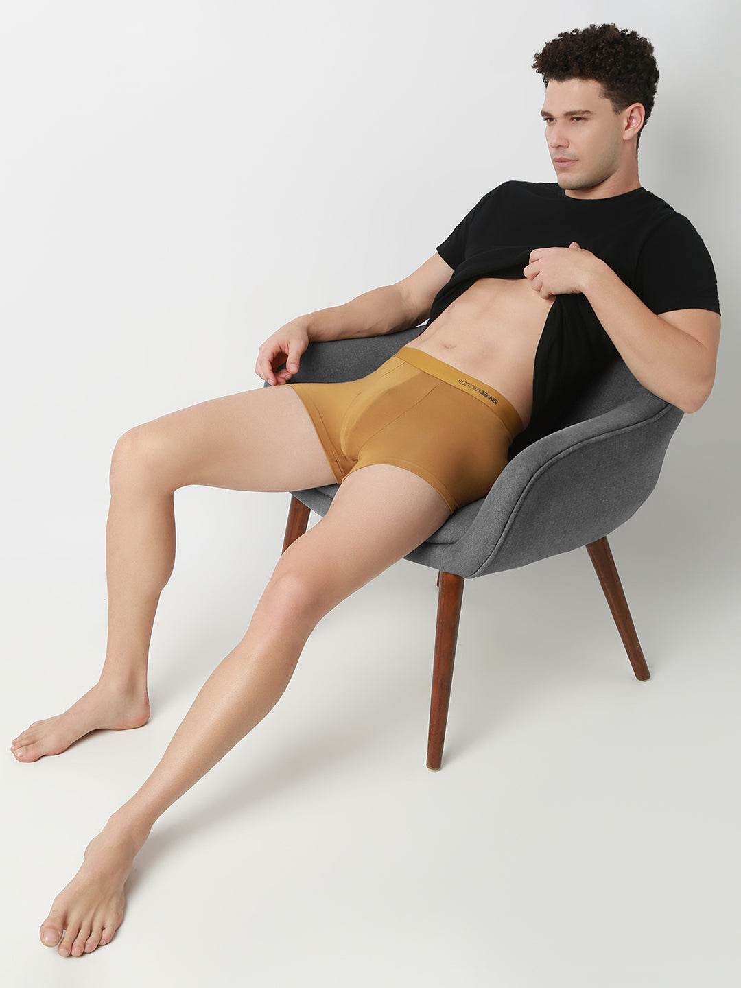 UnderJeans by Spykar Men Solid Khaki Trunk