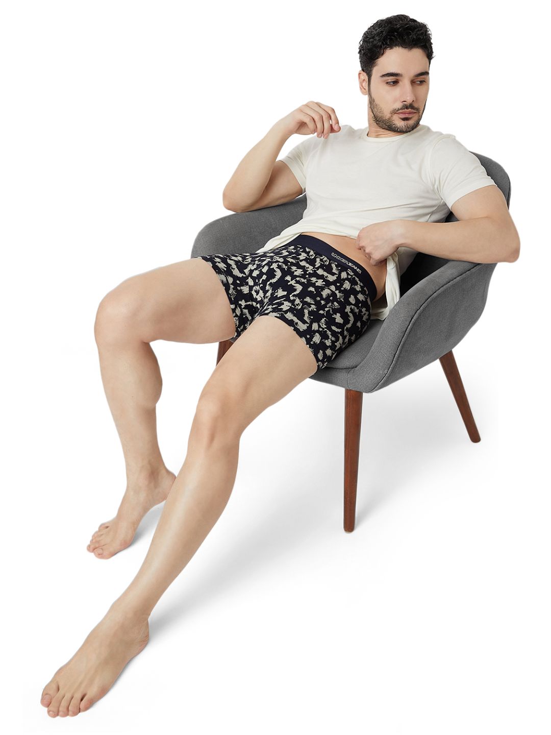 UnderJeans by Spykar Men Printed Navy Ecru Trunk