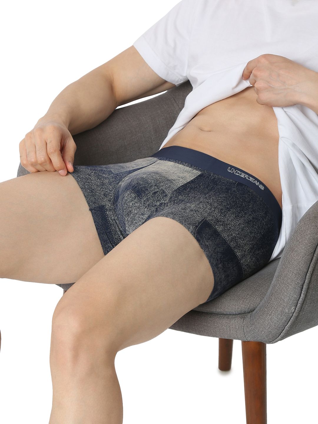 Underjeans By Spykar Men Premium Denim Blue Trunk