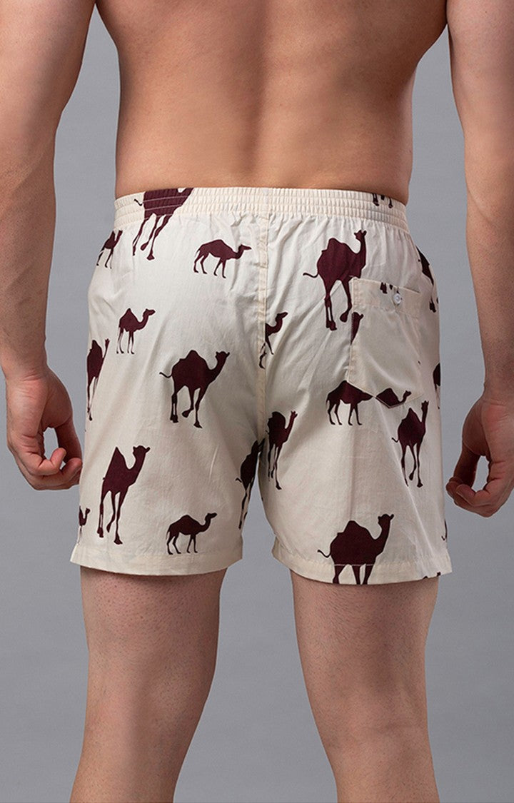 Beige Cotton Boxers for Men Premium - (Pack of 2)- UnderJeans by Spykar