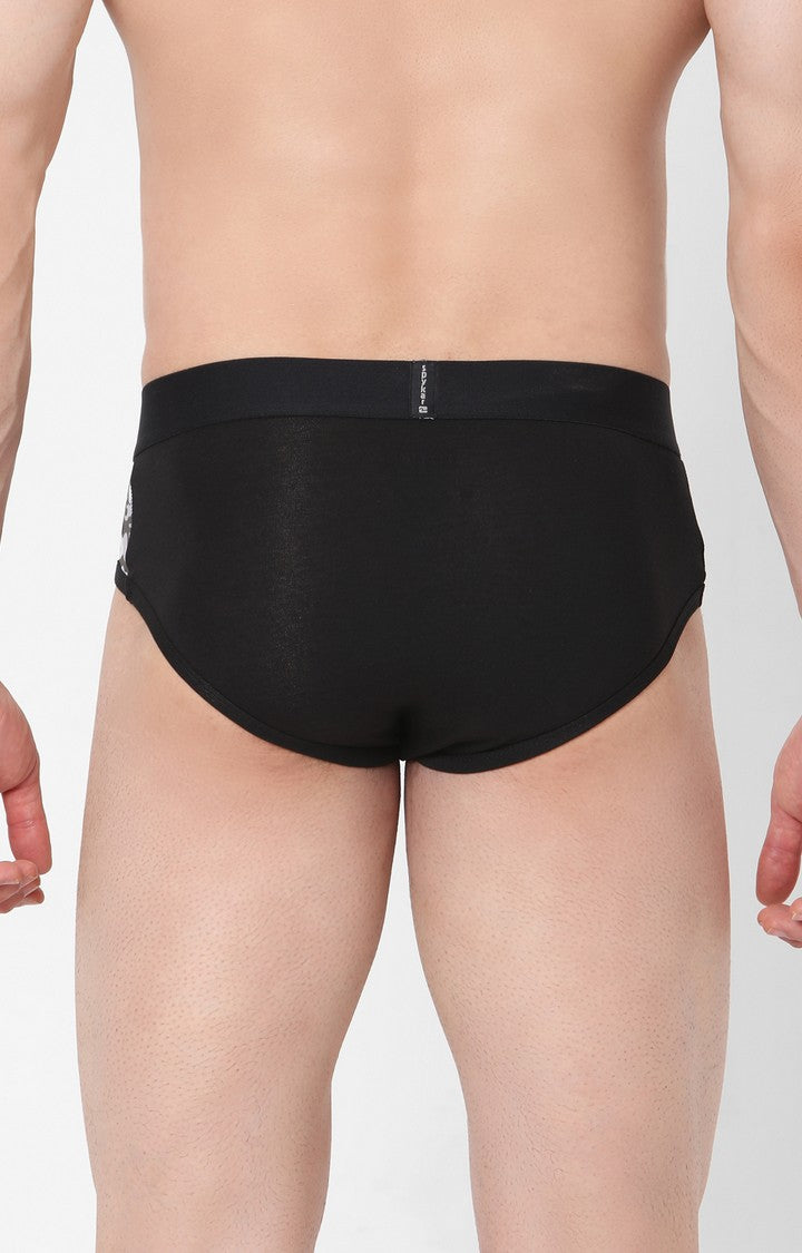 Underjeans by Spykar Men Premium Cotton Blend Black Brief