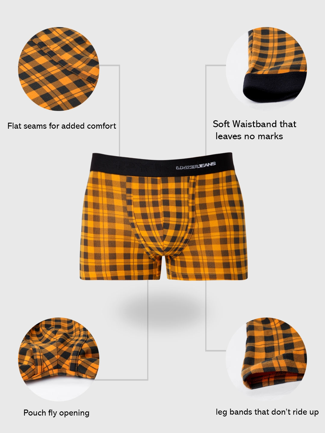 Men Premium Cotton Blend Trunk Pack of 1- UnderJeans by Spykar