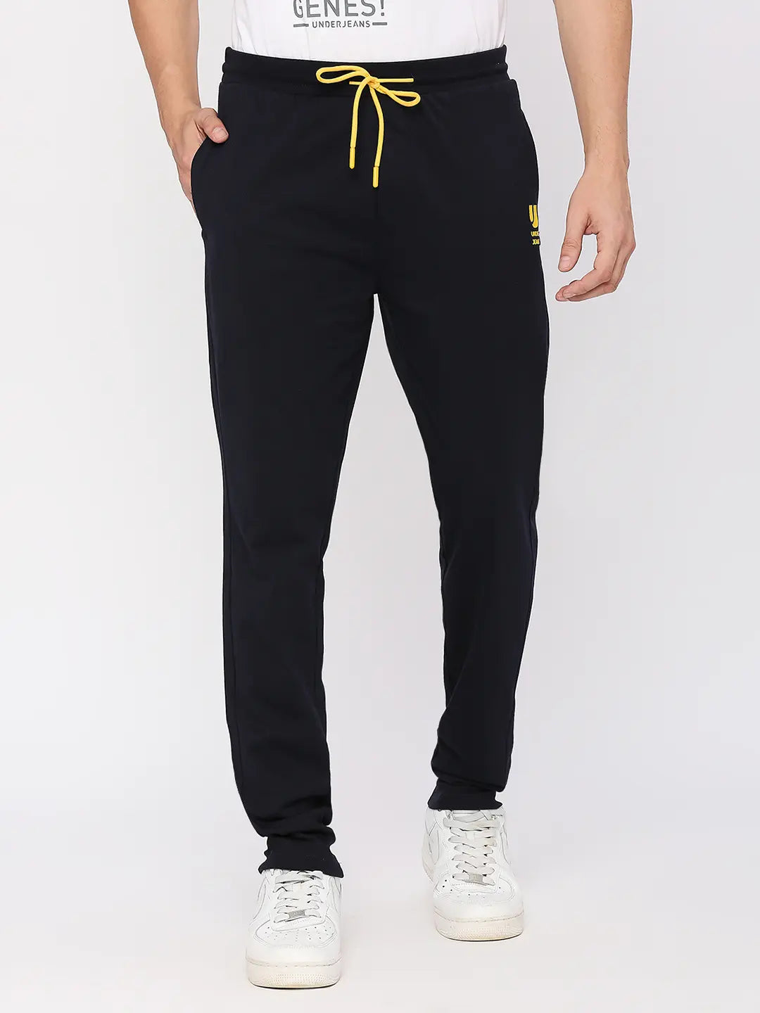 Men Premium Knitted Navy Pyjama- Underjeans by Spykar