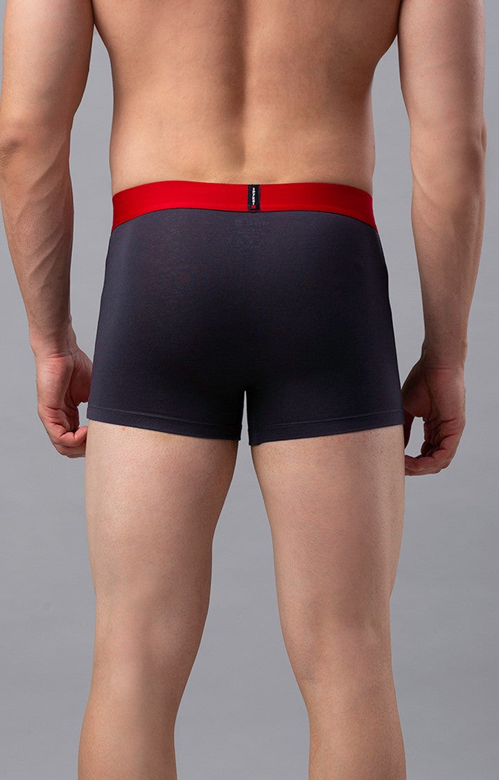 Men Premium Grey-Red Cotton Blend Trunk- UnderJeans by Spykar