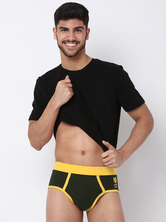 Underjeans by Spykar Men Premium Cotton Blend Olive Brief