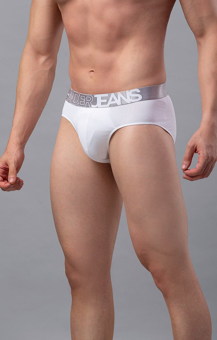 Underjeans by Spykar Men Premium Cotton Blend White Brief