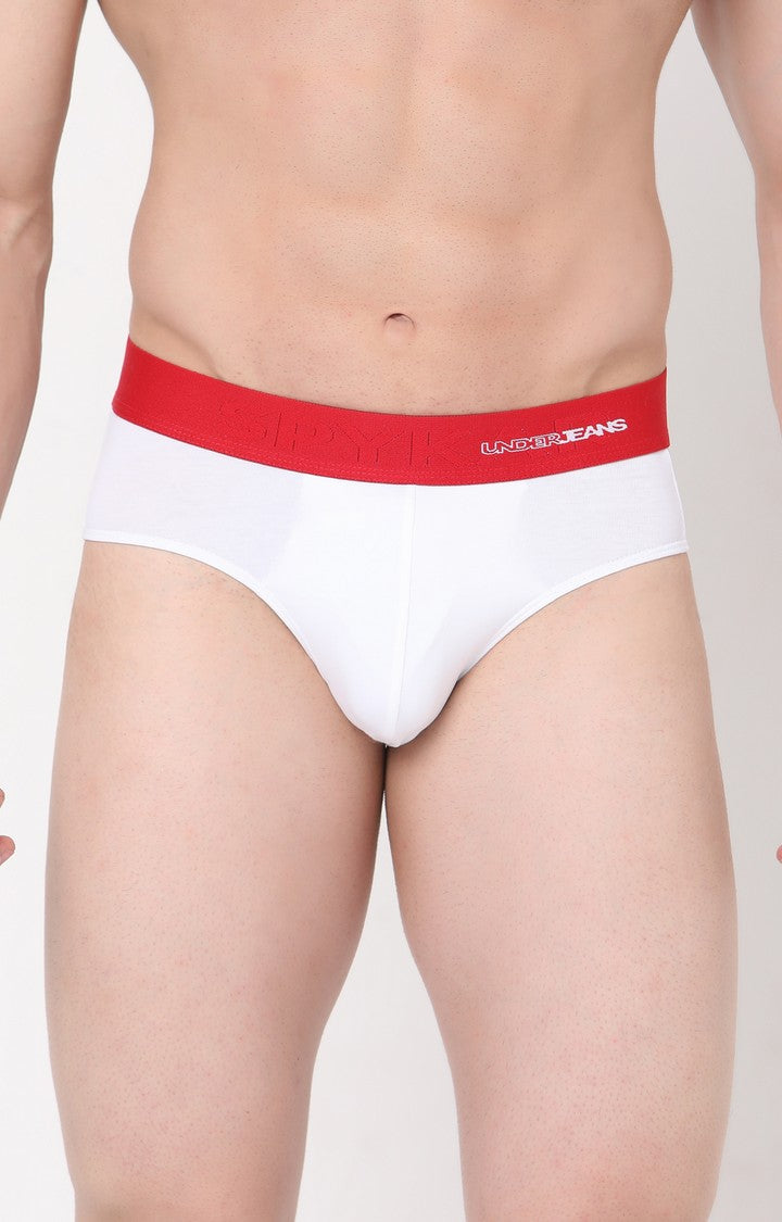 Underjeans by Spykar Men Premium Cotton Blend White Brief