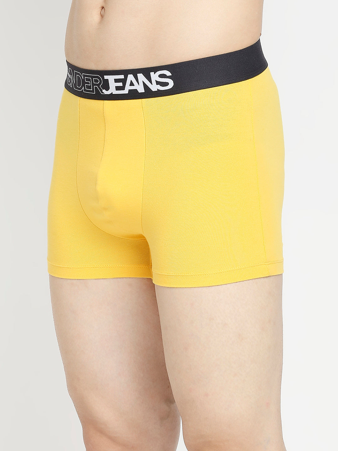 Men Premium Yellow & Navy Blue Cotton Blend Trunk - Pack Of 2- UnderJeans by Spykar