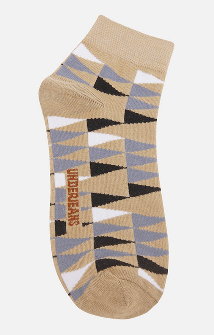 Men Premium Beige Ankle Length (Non Terry) Single Pair of Socks - UnderJeans by Spykar