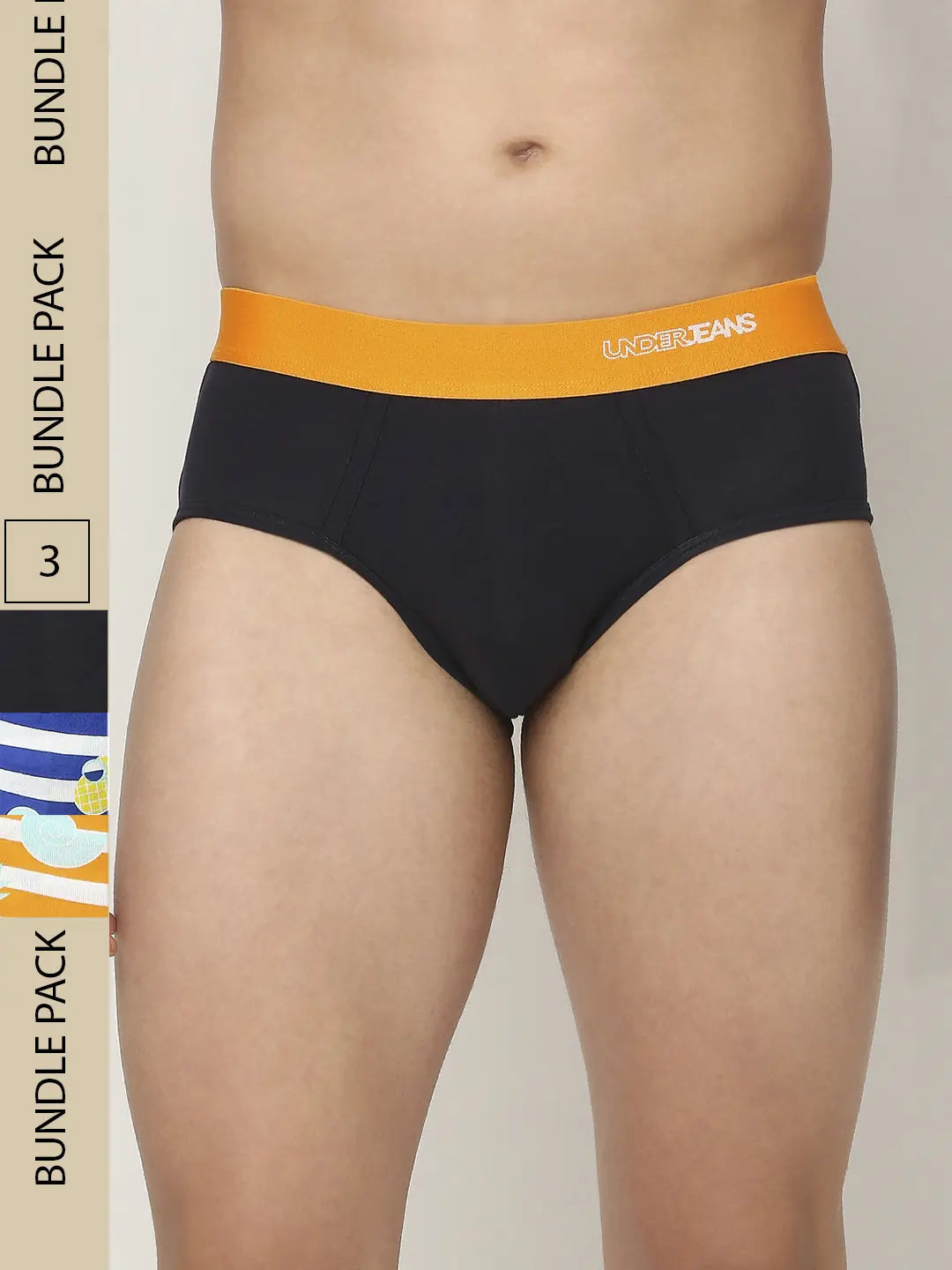 Men Premium Assorted Cotton Blend Printed Brief - Pack Of 3- Underjeans by Spykar