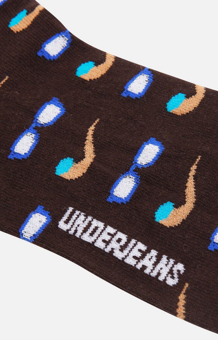 Men Premium Brown Ankle Length (Non Terry) Single Pair of Socks- UnderJeans by Spykar
