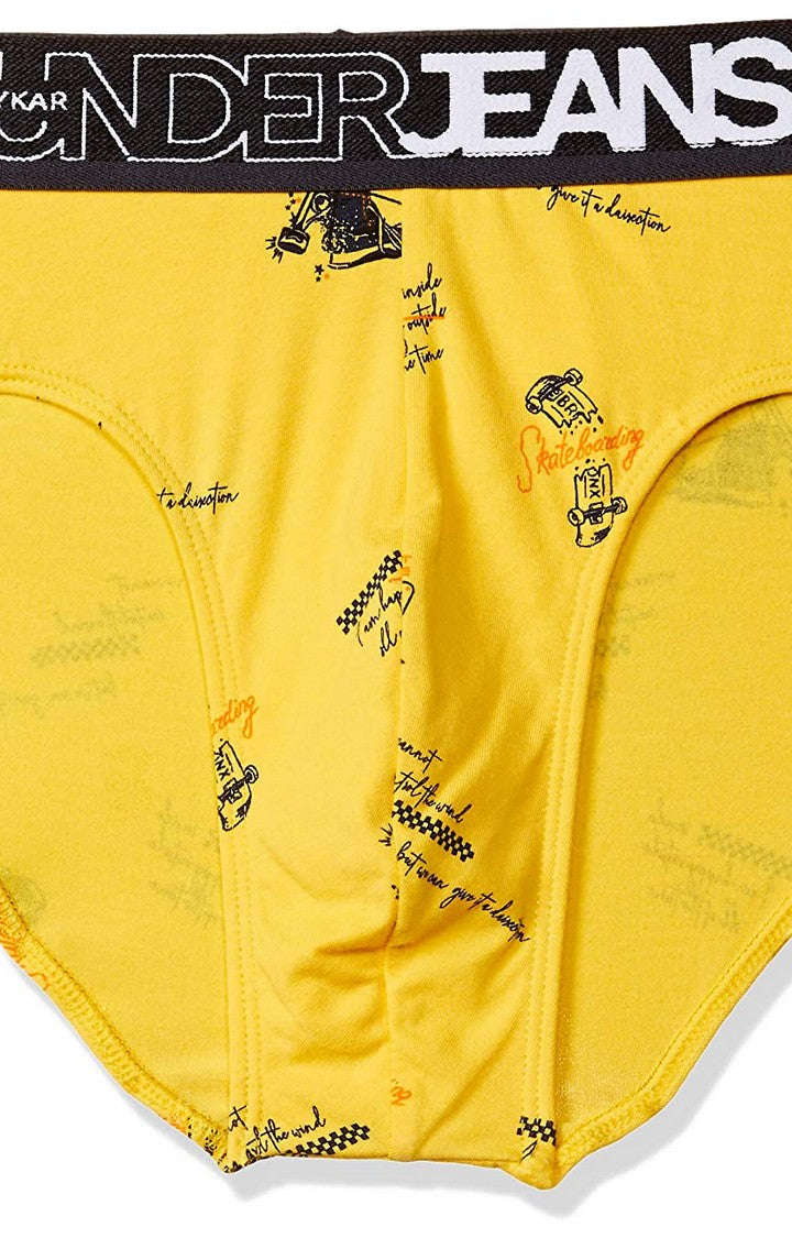 Underjeans by Spykar Men Premium Cotton Blend Yellow Brief