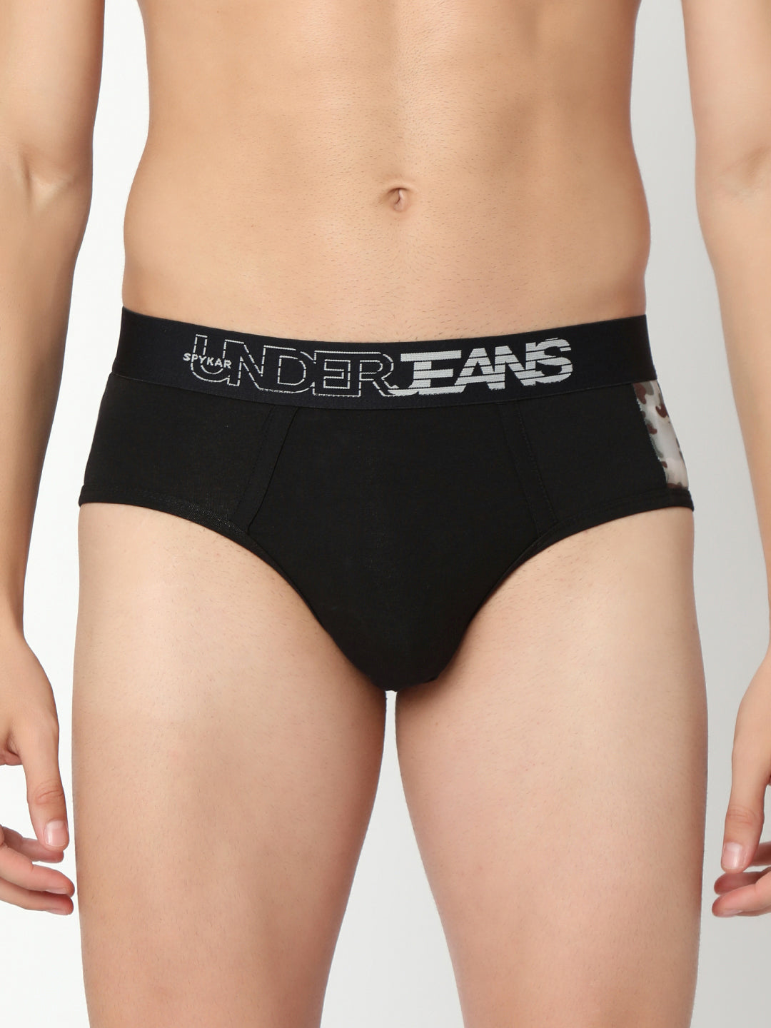 Men Premium Black & Grey Cotton Blend Brief (Pack of 2)- UnderJeans by Spykar