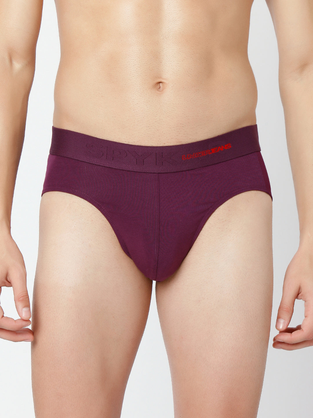 Men Premium Black & Purple Cotton Blend Brief (Pack of 2)- UnderJeans by Spykar