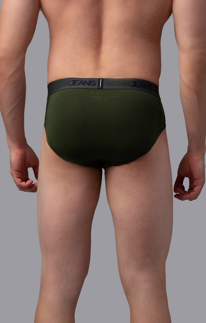 Underjeans by Spykar Men Premium Cotton Blend Olive Brief