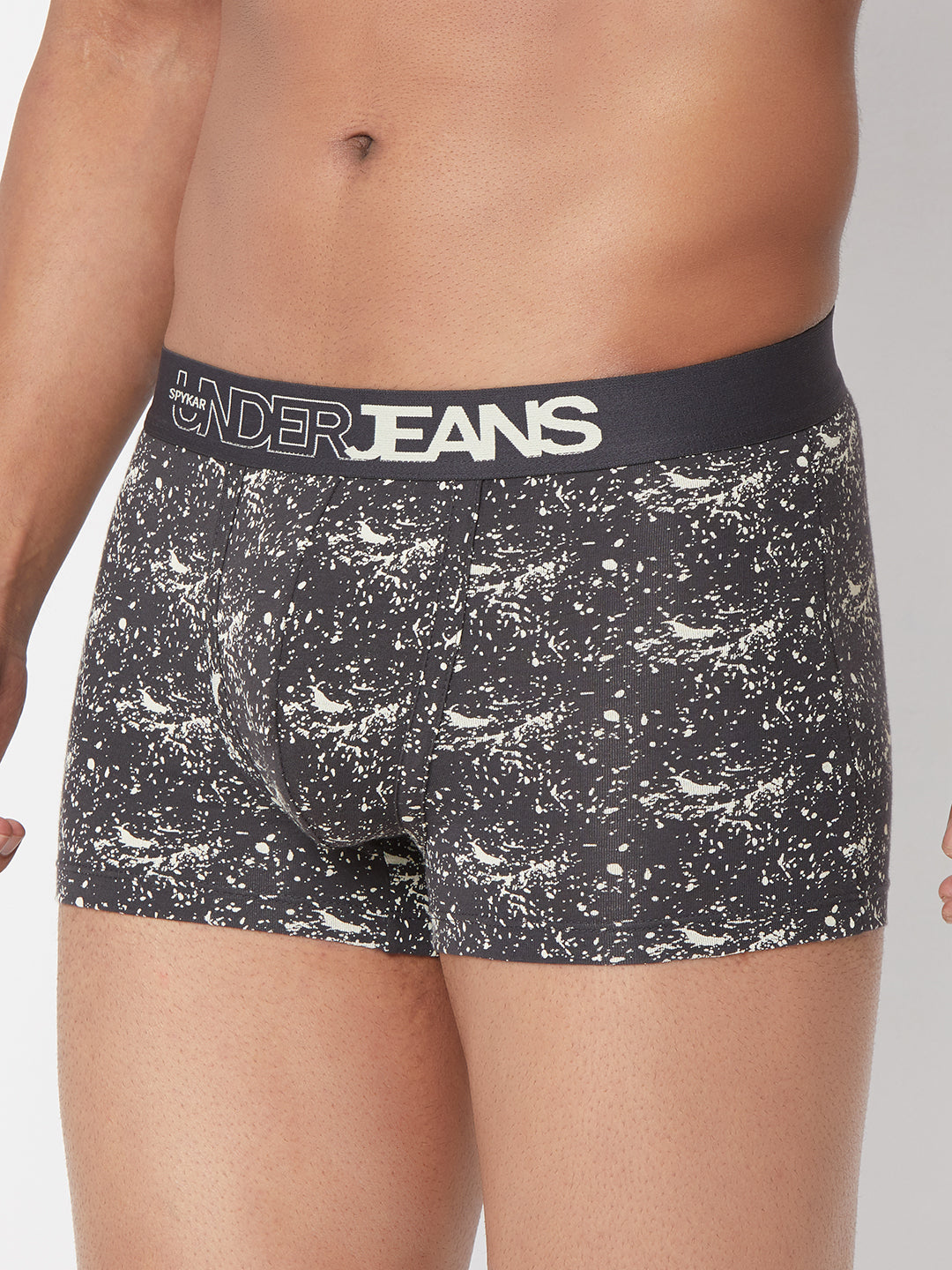 Men Premium Grey Cotton Blend Regular Fit Trunk - UnderJeans by Spykar