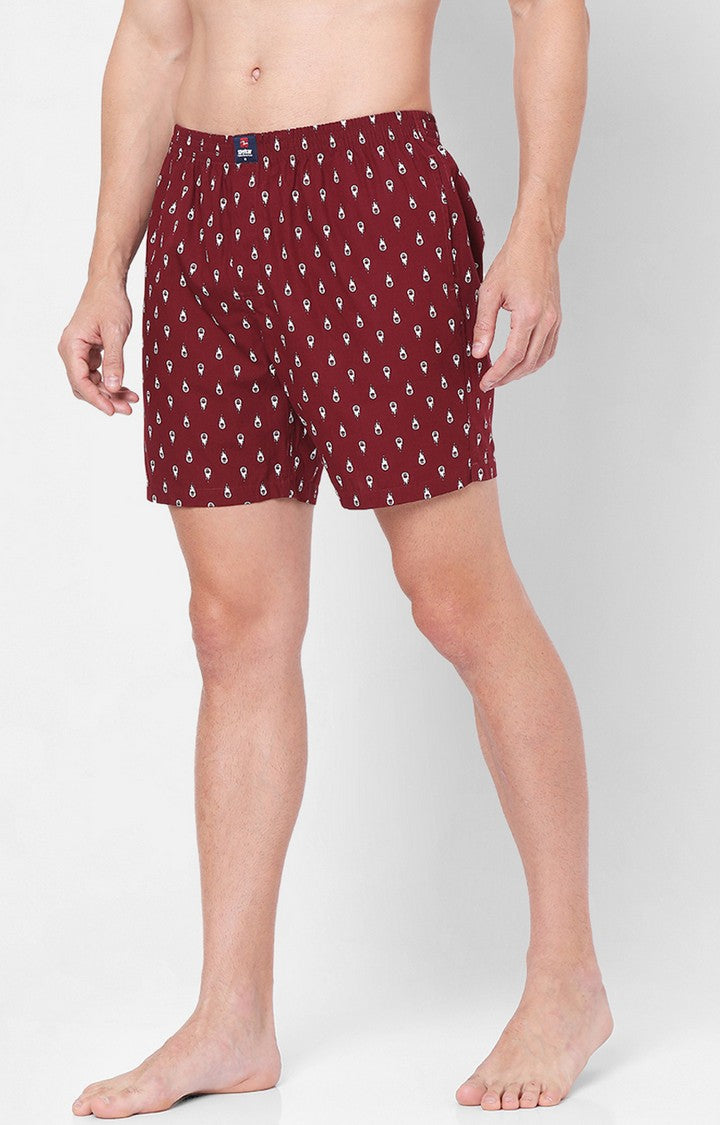 Men Premium Maroon Cotton Boxers- UnderJeans by Spykar