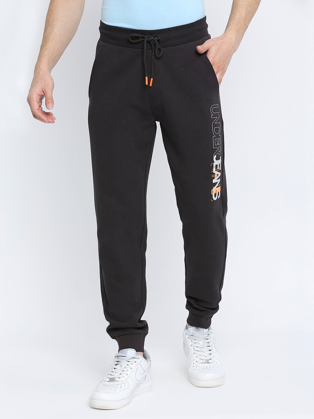 Men Premium Cotton Slate Grey Trackpant - UnderJeans by Spykar