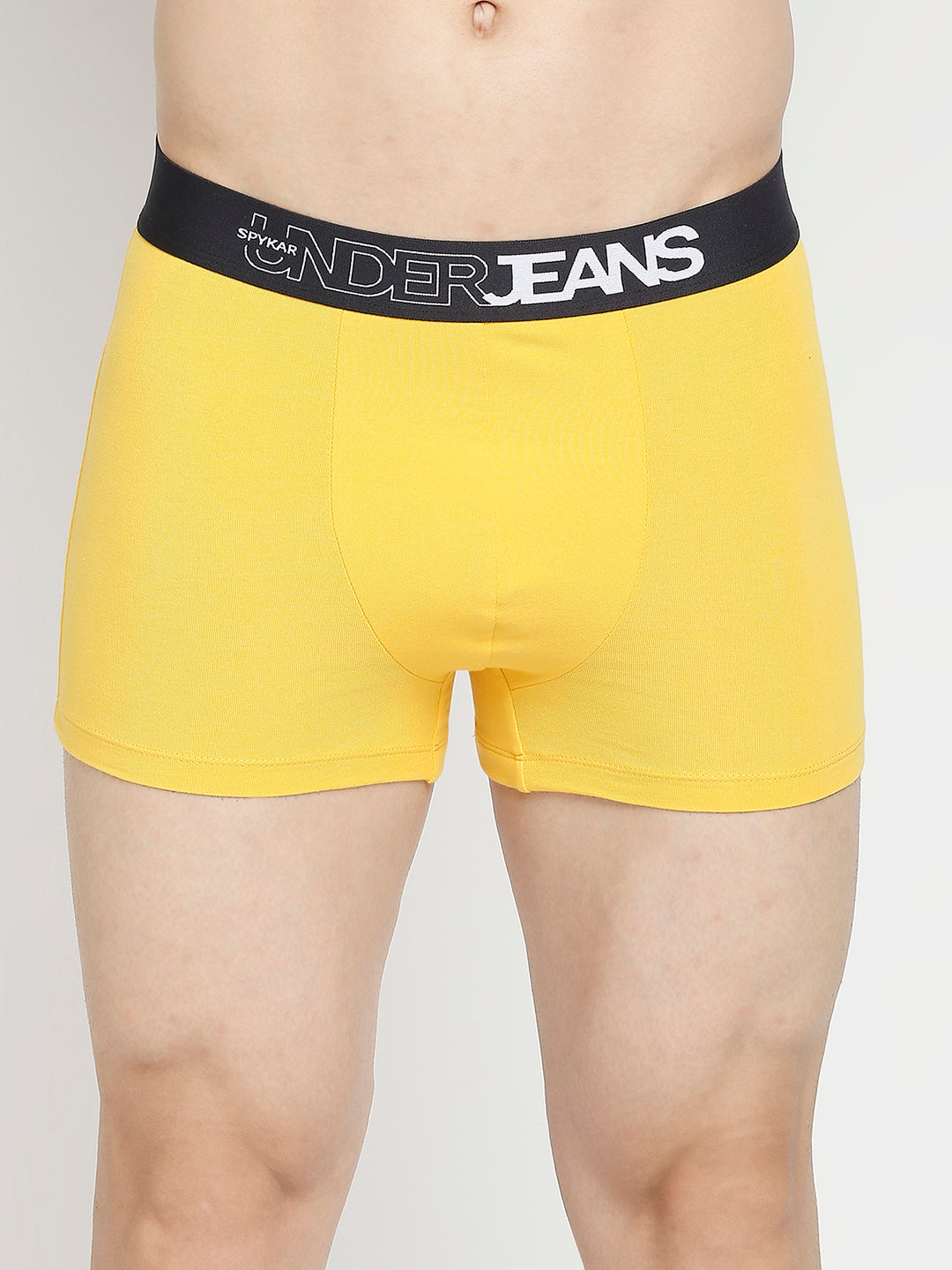 Men Premium Yellow & Dark Grey Cotton Blend Trunk - Pack Of 2- UnderJeans by Spykar