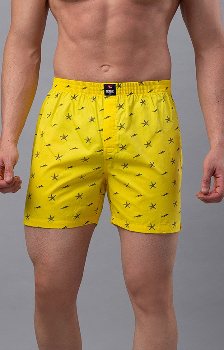 Yellow Cotton Boxer for Men Premium - (Pack of 2)- UnderJeans by Spykar