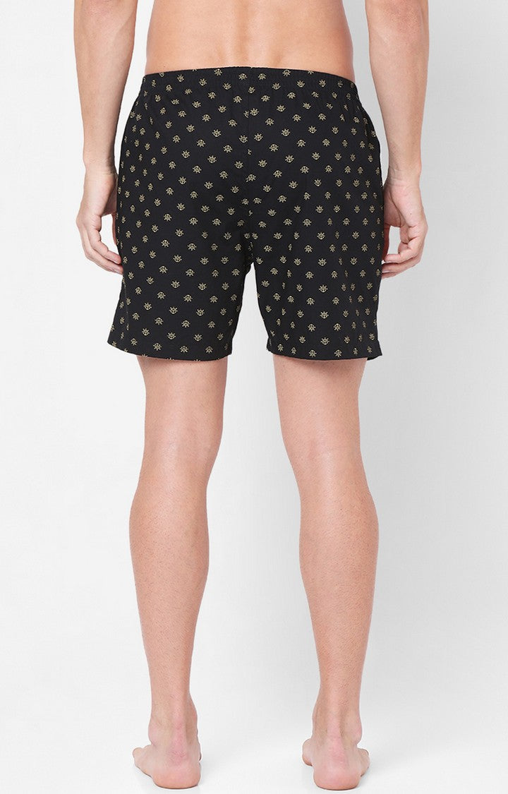 Men Premium Black Cotton Boxers - UnderJeans by Spykar