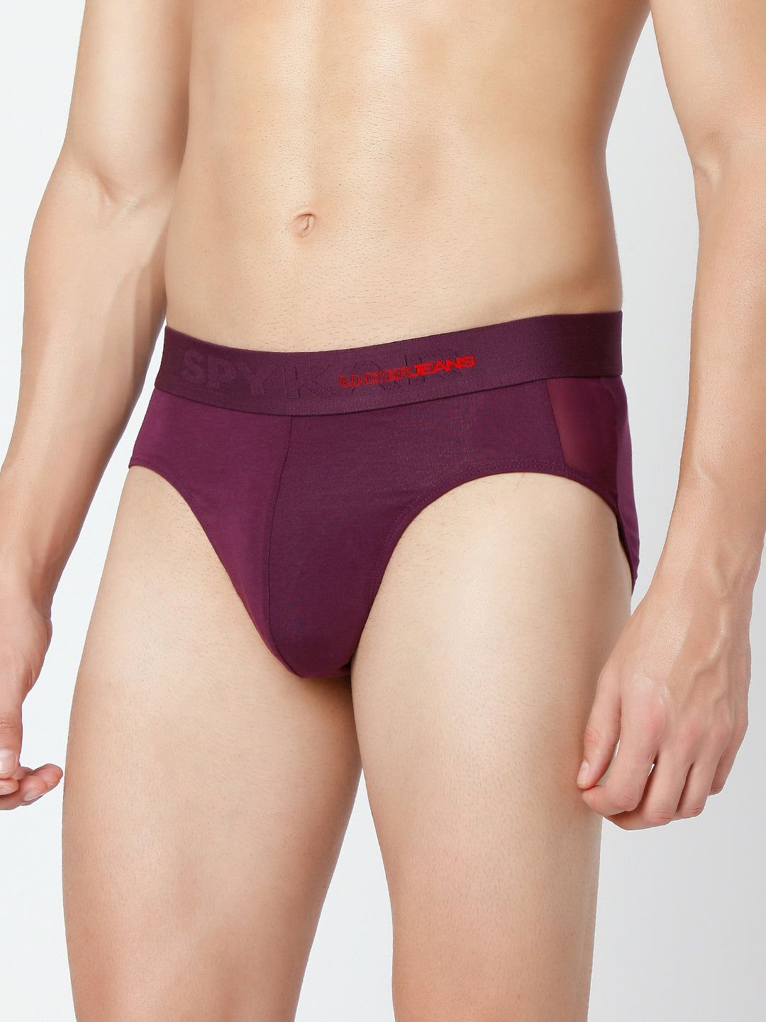 Men Premium Black Olive Purple Cotton Blend Brief (Pack of 3)- UnderJeans by Spykar