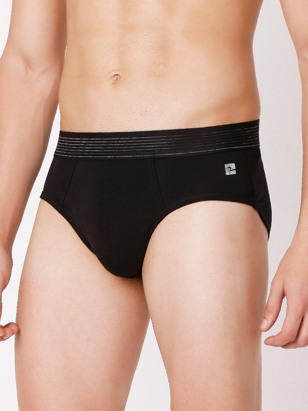Men Premium Black & Grey-Orange & Olive Cotton Blend Brief (Pack of 3)- UnderJeans by Spykar