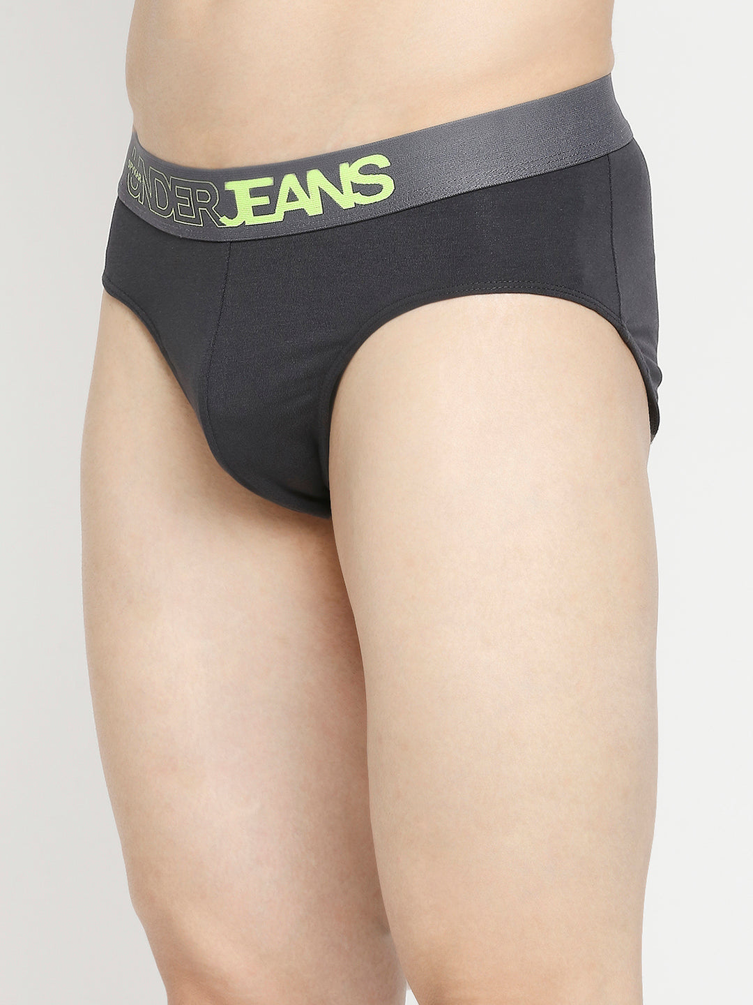 Men Premium Yellow & Dark Grey Cotton Blend Brief - Pack Of 2- UnderJeans by Spykar