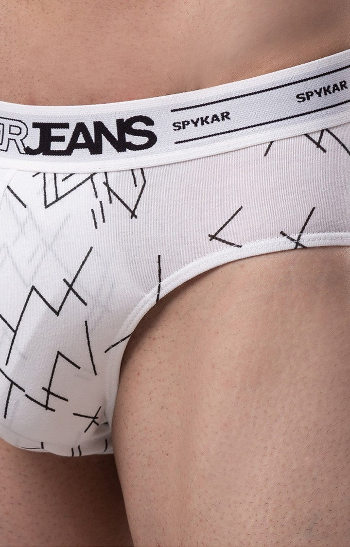 White Cotton Brief for Men Premium - (Pack of 2)- UnderJeans by Spykar